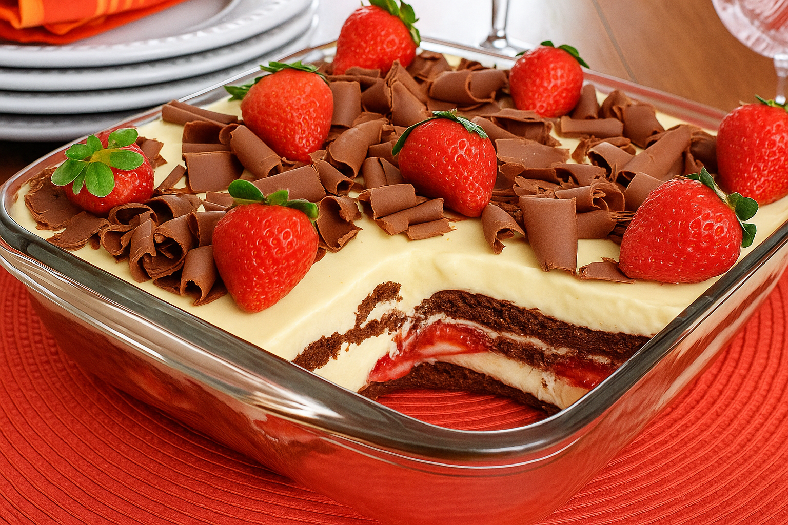 🍫 Pavê de Chocolate com Morango