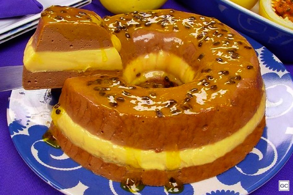 Bolo Pudim de Maracujá com Chocolate